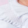 Pink Trim Smocked Babygrow