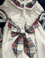 Aria Ivory Velvet with Tartan Dress