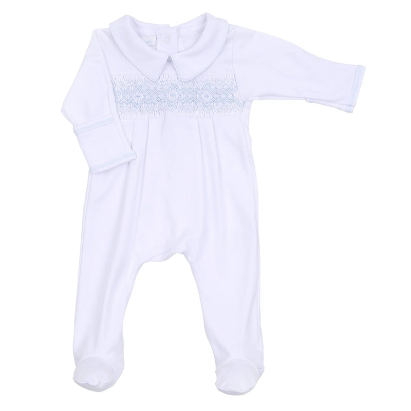 Blue Smocked Collared Babygrow