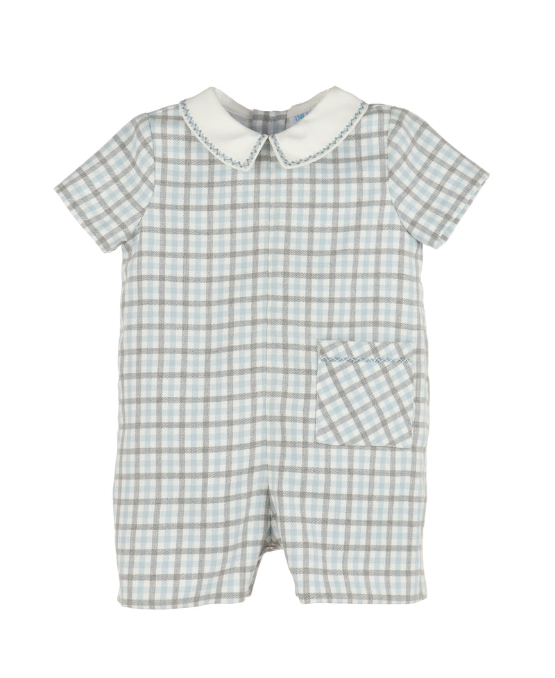 Alexis Blue & Gray Check Romper