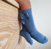 Solid Bow Knee High Socks French Blue