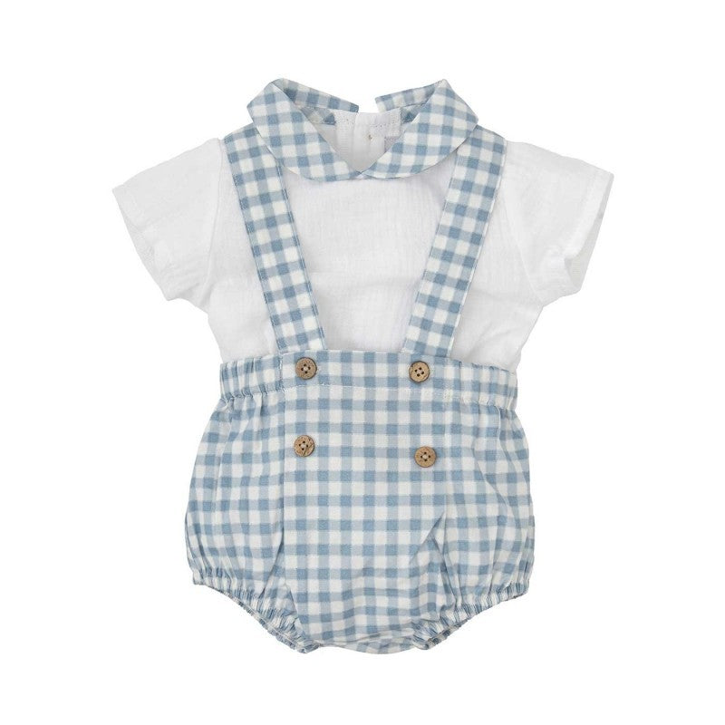 Mathew Blue Gingham Overall Set