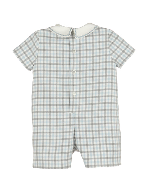 Alexis Blue & Gray Check Romper