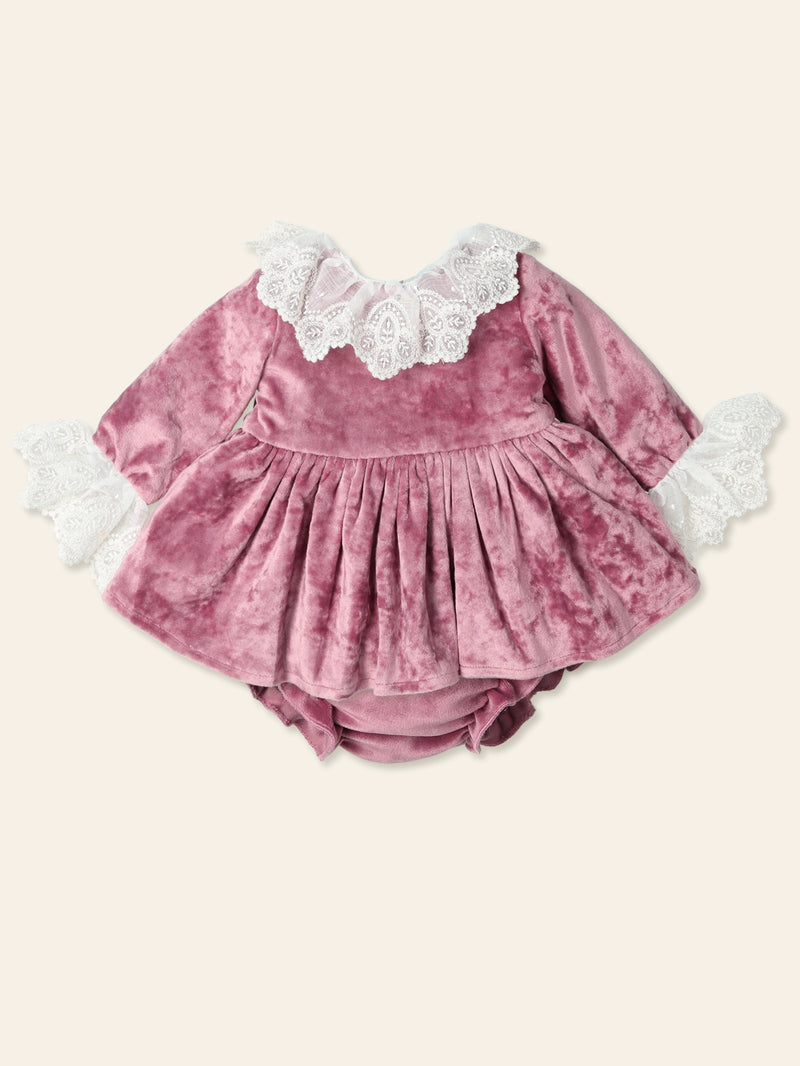 Maia Pink Velvet Dress Set