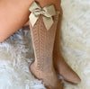 Side Crochet Knee High Socks Camel