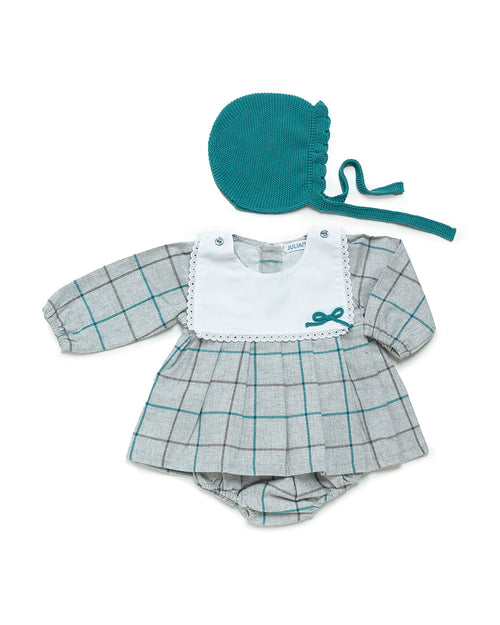 Madeline Gray Tartan & Bonnet Set