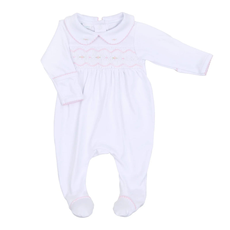 Pink Smocked Collared Babygrow