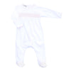 Pink Trim Smocked Babygrow