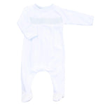 Blue Trim Smocked Babygrow