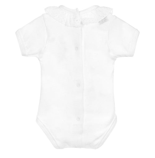 White Ruffle Collar Bodysuit