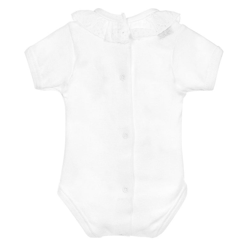 White Ruffle Collar Bodysuit