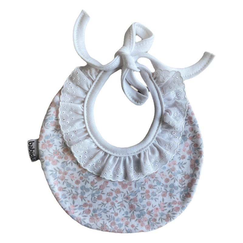 Floral Bib with Eyelet Ruffle