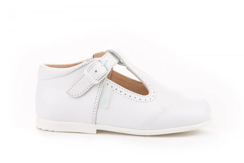 White T- Strap Leather Shoes