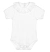 White Ruffle Collar Bodysuit