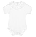 White Ruffle Collar Bodysuit