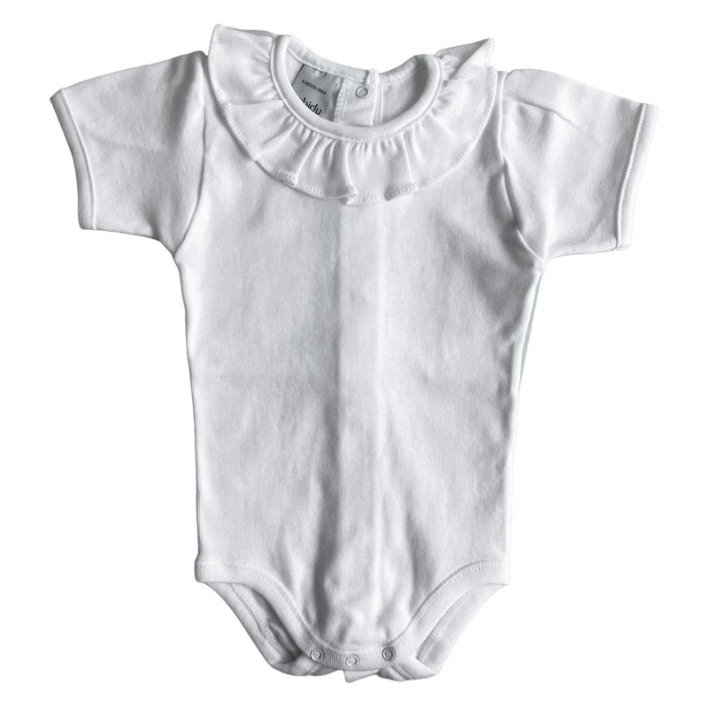 Short Sleeve White Ruffle Onesie