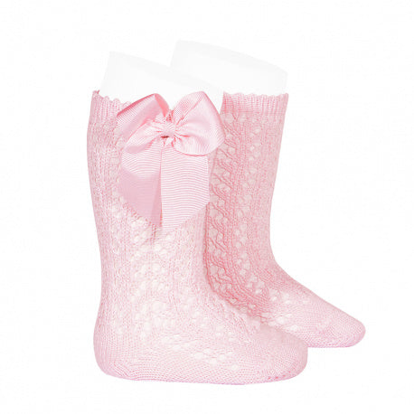 Pink Knee High Bow Socks