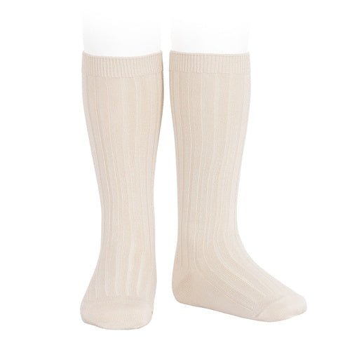 Linen Knee High Ribbed Socks