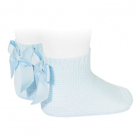 Ankle socks with bow in light blue