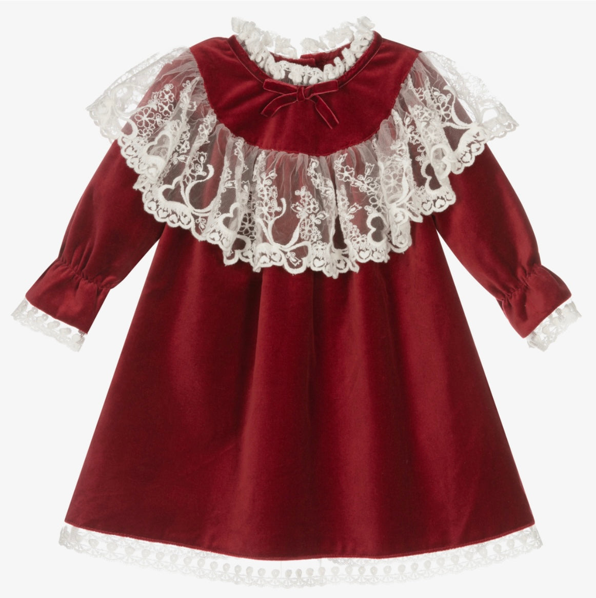 Annika Red Velvet Dress with Lace (7/8Y)