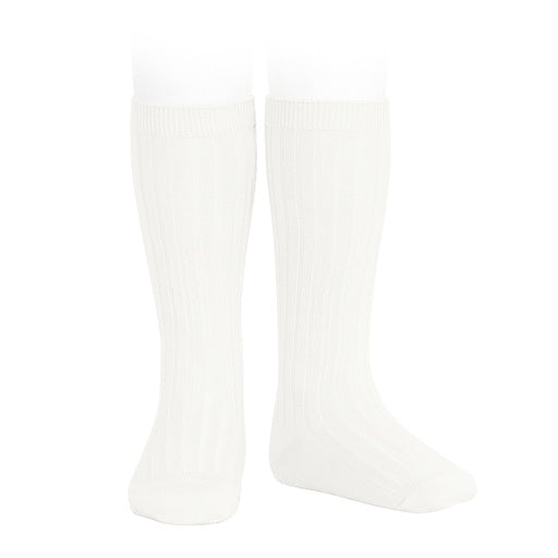 Ivory Knee High Ribbed Socks