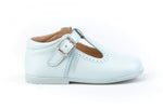 Light Blue T- Strap Leather Shoes