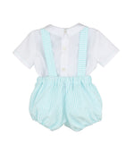 Morgan Aqua Gingham Overall Set (6M)